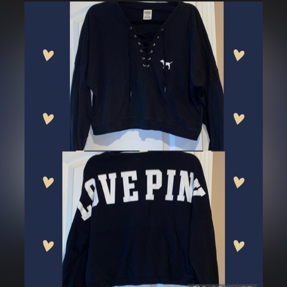 ✨ LOVE PINK VS Lace Up Top✨ - Picture 1 of 4